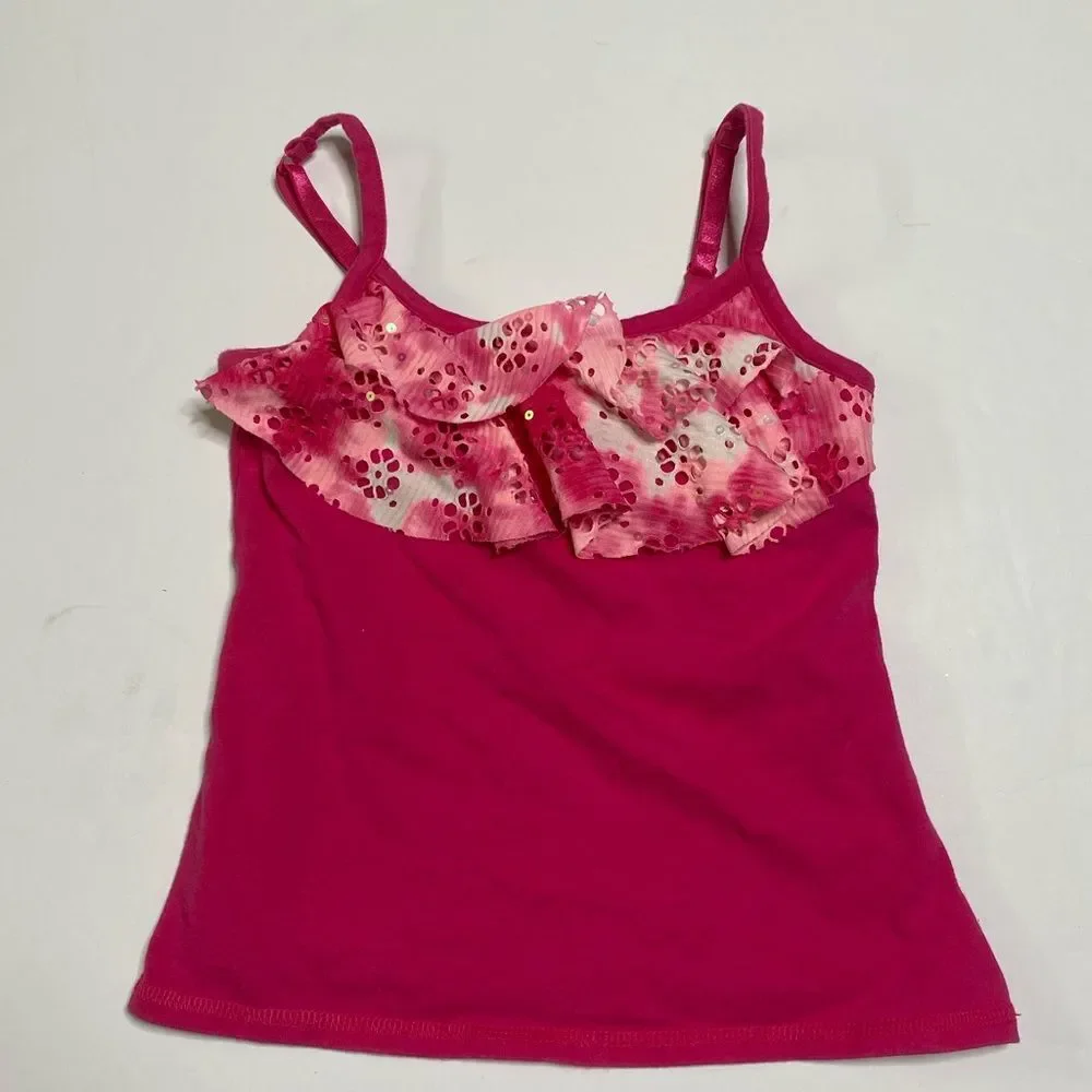 Justice Pink Ruffle Sequin Tank Top | Girls 6/7